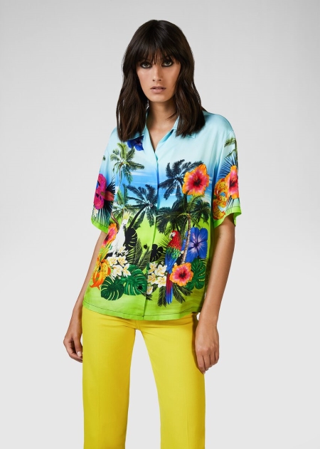 Camasi Versace Versace Tropical Island Print Dama | NTBPMCI-68